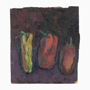 Sirio Pellegrini, Peppers, Oil on Panel, 1960s