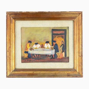 Sirio Pellegrini, In the Tavern, Oil on Canvas, 1969