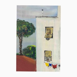 Sirio Pellegrini, View of Collina Volpi, Oil Painting, 1966