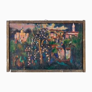 Sirio Pellegrini, View of Capestrano, Oil Painting, 1970s