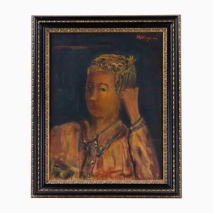 Sirio Pellegrini, Portrait, Painting, 1974, Oil on Board, Framed