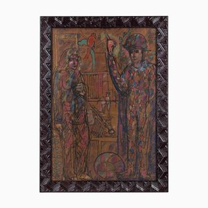 Sirio Pellegrini, Harlequin, Mixed Media on Cardboard, 1960s