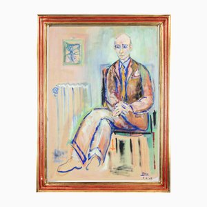 Sirio Pellegrini, Retrato, Técnica mixta sobre papel, años 50