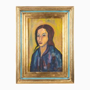 Sirio Pellegrini, Portrait, Malerei auf Papier, 1960er, Gerahmt