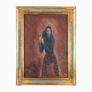 Sirio Pellegrini, Portrait of Woman, Oil on Board, 1960s