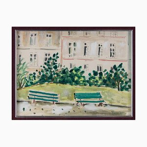 Orfeo Tamburi, Houses in Paris, Mixed Media Drawing, 1950s