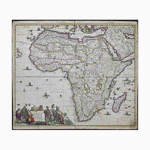 Totius Africae Accuratissima Tabula Map Etching by Frederick de Wit, 1680s