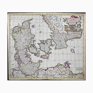 Dania Regnum Map Etching by Frederick de Wit, 1680s