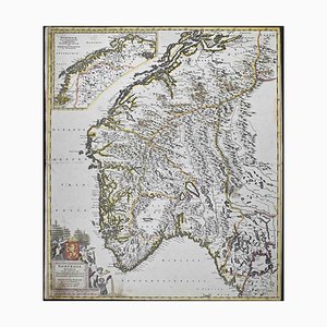 Norvegia Regnum Map Etching by Frederick de Wit, 1680s