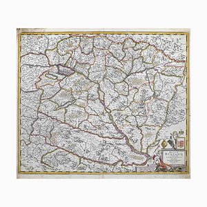 Regnum Hungariae Map Etching by Frederick de Wit, 1680s