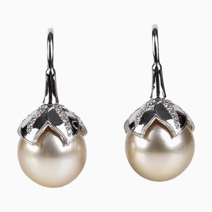 Gold, Australian Pearl and Diamonds Earrings, Set of 2