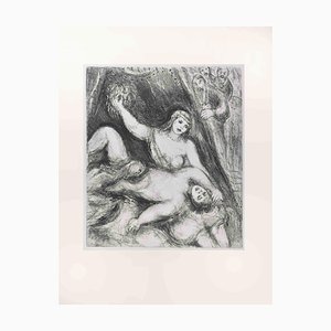 Marc Chagall, Delilah Cuts Samson's Hair, Etching, 1956