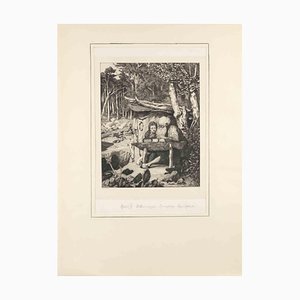 Max Klinger, Simplicius' Writing Lesson from Intermezzi, Etching, 1881