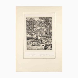 Max Klinger, Simplicius am Einsiedlergrab, Radierung, 1881