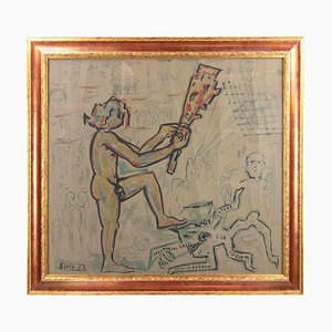 Sirio Pellegrini, Violence and Revolutions, Watercolor on Paper, 1973