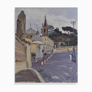 Wang Cun Yu, Vue de la Trinità de Monti, Rome, 2017, Huile sur Toile