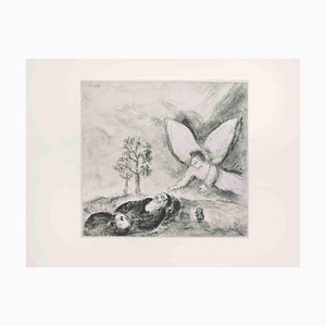Marc Chagall, Elijah réconforté par un ange, Eau-forte, 1956