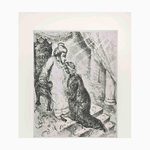 Marc Chagall, David Forgives his Son, Etching, 1956