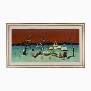 Djuro Jacovic, Winter Landscape, Oil Painting, 1970s