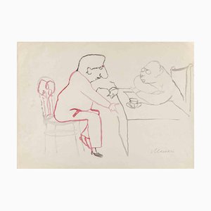 Mino Maccari, Il pittore Giorgio De Chirico, Acquarello, anni '50
