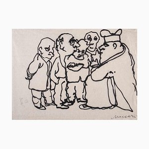 Mino Maccari, Les Consultations, Aquarelle, Milieu du 20e Siècle