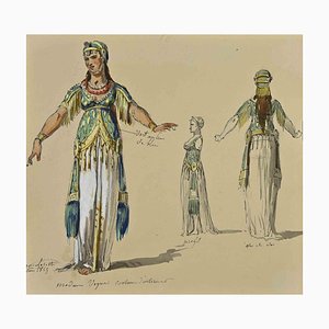 Eugène Lacoste, Studio per un costume, Acquarello, 1869