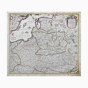 Regni Poloniae et Ducatus Lithuaniae Map Etching by Frederick de Wit, 1680s