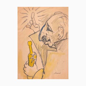 Mino Maccari, Portrait, Dessin, Milieu du XXe siècle