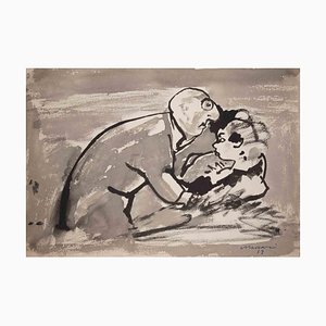 Mino Maccari, Das Paar, Kunstwerk auf Papier, 1958