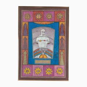 Mino Meno, Man and Universe, Oil Painting, 1970s