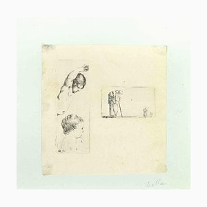 Stefano Della Bella, Two Studies of Children, Etching, 17th Century