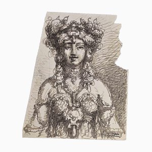 Louis Anquetin, The Lady, Ink Drawing, Early 20th Century