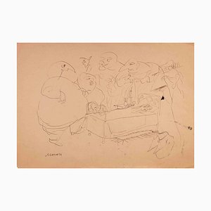 Mino Maccari, Characters, Drawing, Mid-20th Century