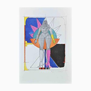 Richard Lindner, Helios In Boots, Mixed Media Drawing, 1970s