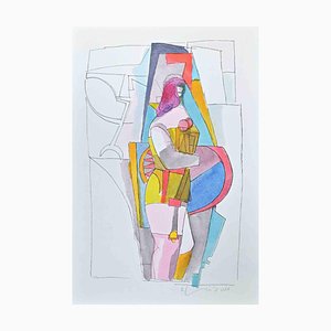 Richard Lindner, Mechanical Body In Colors, Mixed Media Drawing, 1970s
