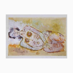 Sergio Barletta, Female Nude, Tempera and Watercolor on Paper, 1989