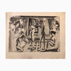 Paul Delvaux, Construction d'un Temple en Ruine, Plate No. 10, Etching, 1973