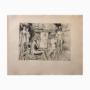 Paul Delvaux, Construction d'un Temple en Ruine, Plate No. 4, Etching, 1971