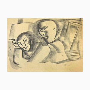 Mino Maccari, Couple, Drawing, Mid-20th Century