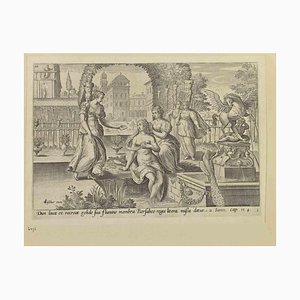 After Adriaen Collae, Bathsheba Receiving David's Letter, Etching, 17th Century