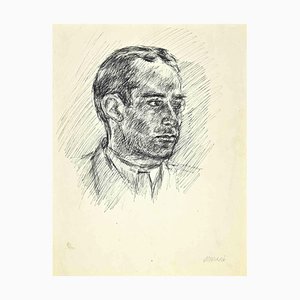 Mino Maccari, Portrait, Dessin à l'encre, 1930s