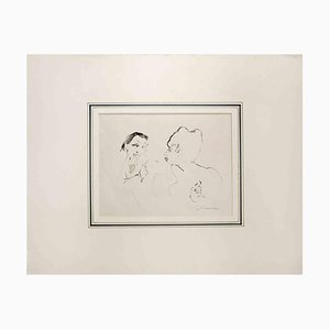 Mino Maccari, The Couple, Watercolor, 1940s