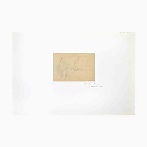 Jean-Luis Forain, El hombre en el espejo, Dibujo a lápiz, Finales del siglo XIX
