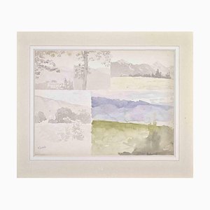 Henri Lerolle, paisaje, acuarela, mediados del siglo XX