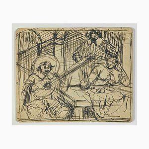 Gabriele Galantara, Players, Drawing, Early 20th Century