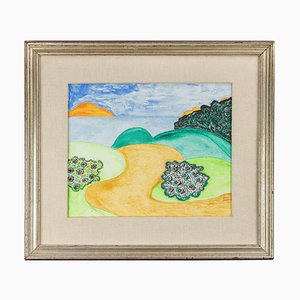 Romualdo Battaglia, The Sea and the Pine Forest, Mixed Media Drawing, 1978