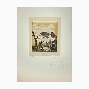 Paul Emile Colin, Le bûcheron, Gravure sur bois, 1902