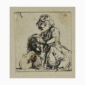 Charles Amand Durand dopo Rembrandt, due ragazze, incisione del XIX secolo