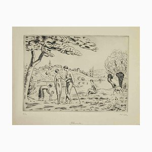 Paul Emile Colin, Rural Scene, Etching, 1930s