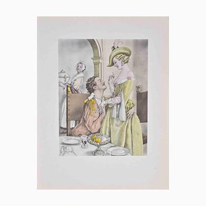 Umberto Brunelleschi, Lovers Lunch, Lithograph, 1930s